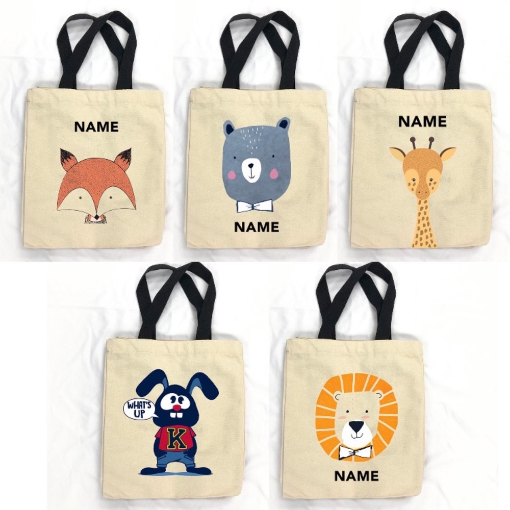 Personalized Animal Theme Tote Bags